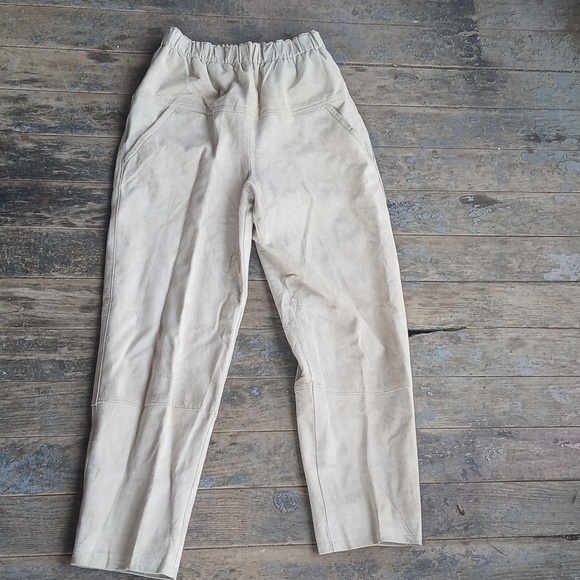 Toffs Pants - EUC Toffs Genuine Leather Tan Pull On Pants Size Small